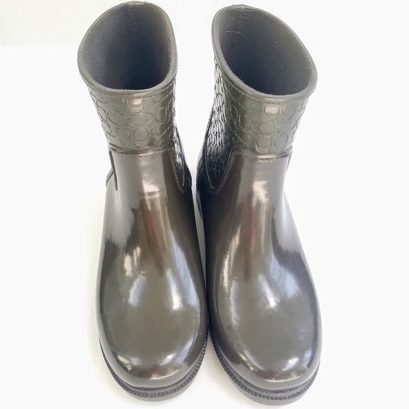 Coach Signature Fern Green Rain Boot Booties - Picture 5 of 14